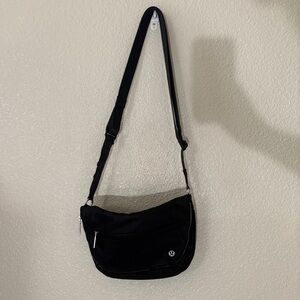 Lululemon Athletica Black Crossbody Bag with Silver Accents
